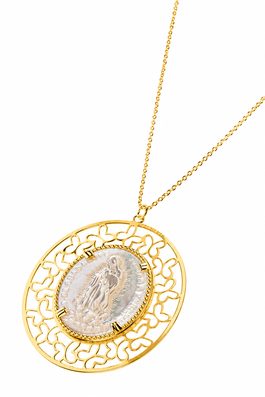 Dije Mujer Plata 925 Religioso Virgen Guadalupe Madre Perla Grande