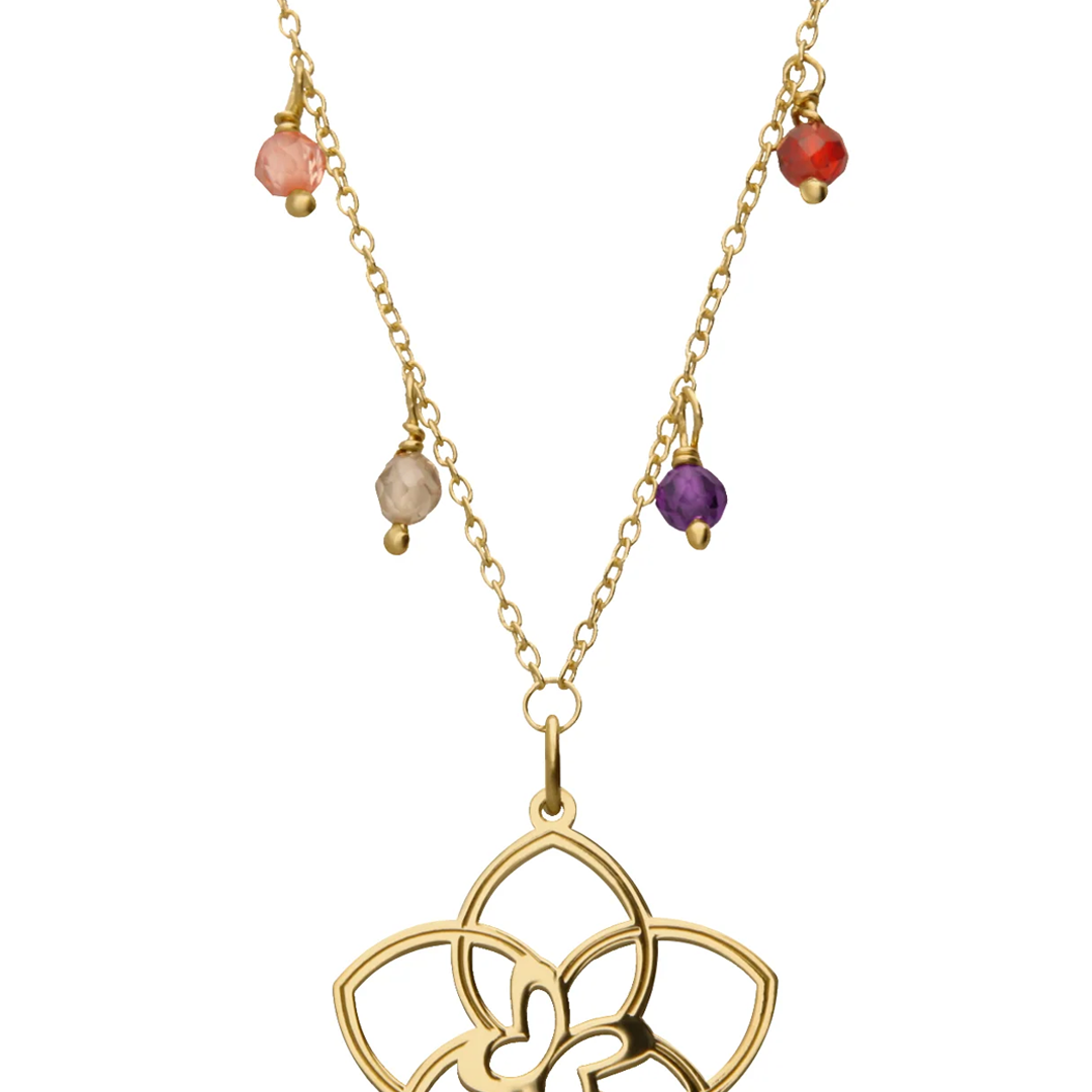 Dije Mujer Plata 925 Joy 5 Petalos Circonia Dorado
