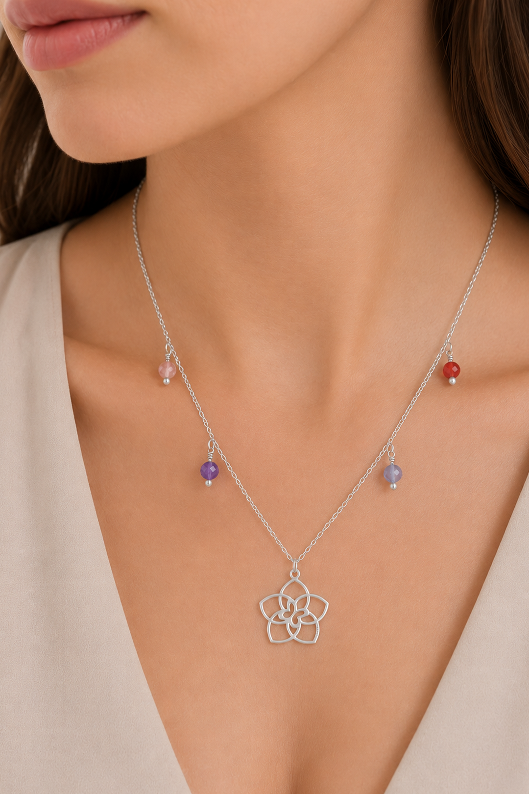 Dije Mujer Plata 925 Joy 5 Petalos Circonia