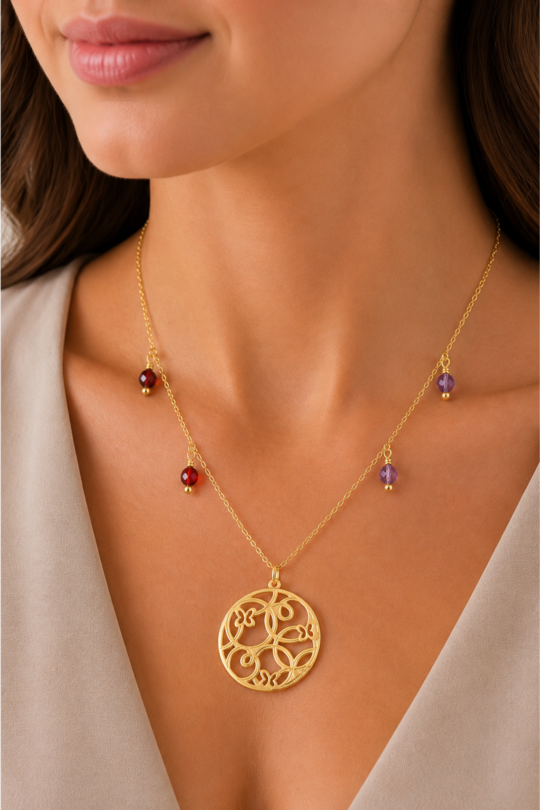 Dije Mujer Plata 925 Joy Circulo  Circonia Dorado