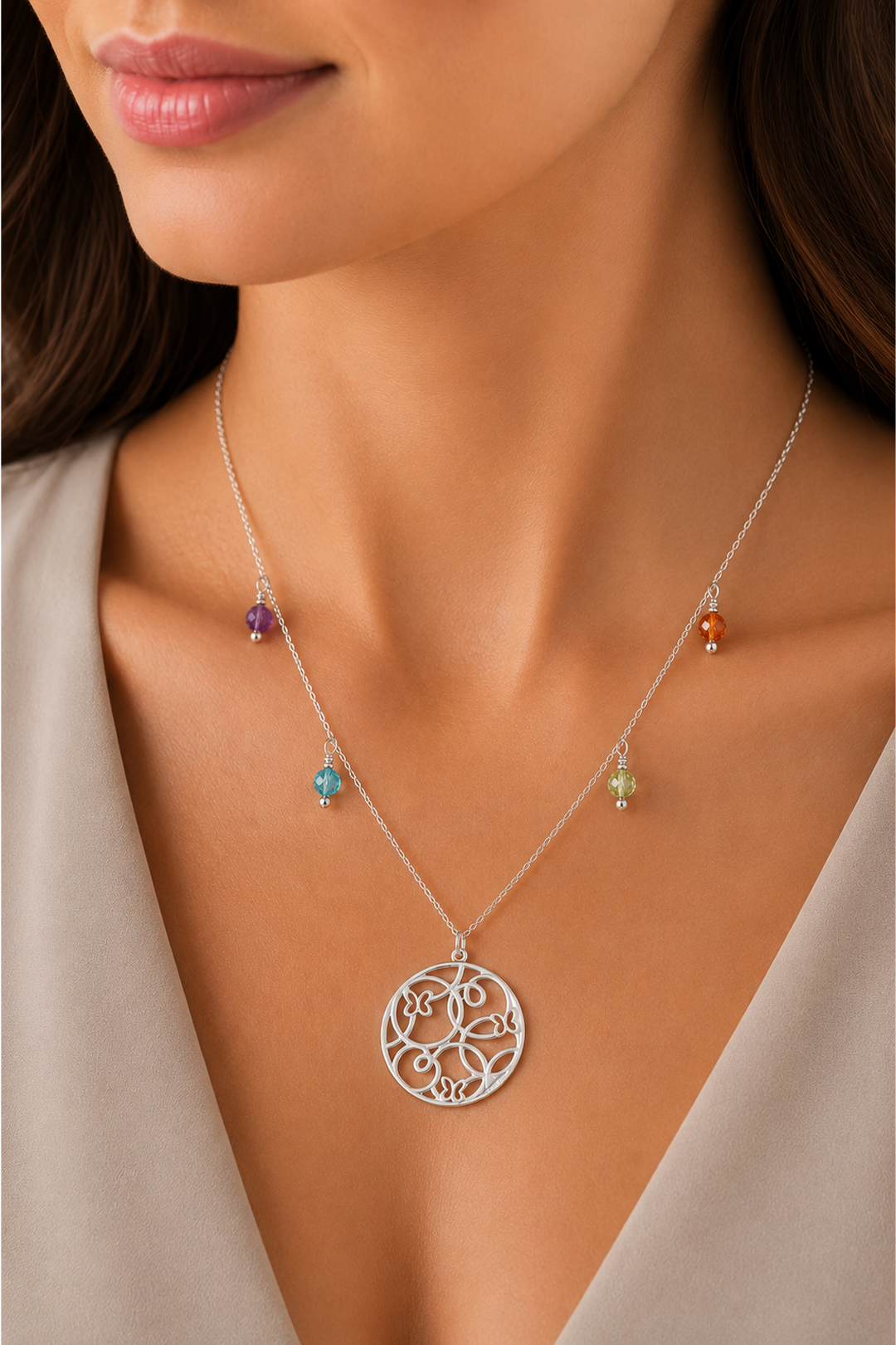 Dije Mujer Plata 925 Joy circulo Circonia