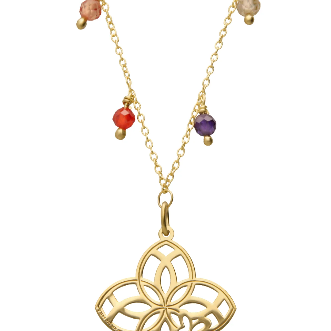Dije Mujer Plata 925 Joy 4 Pétalos Circonia Baño de Oro