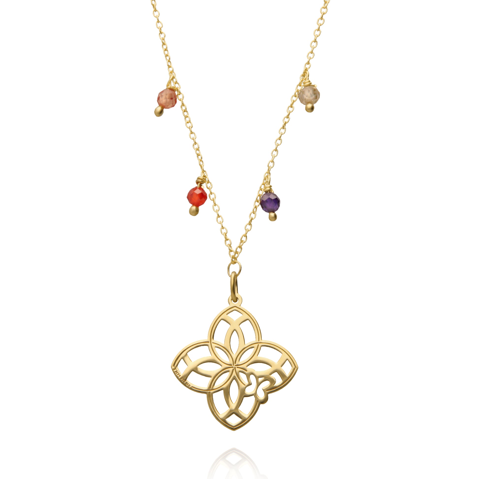 Dije Mujer Plata 925 Joy 4 Petalos Circonia Dorado - Tanya Moss