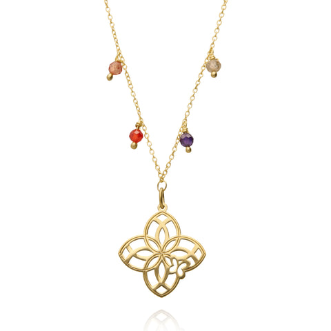 Dije Mujer Plata 925 Joy 4 Petalos Circonia Dorado