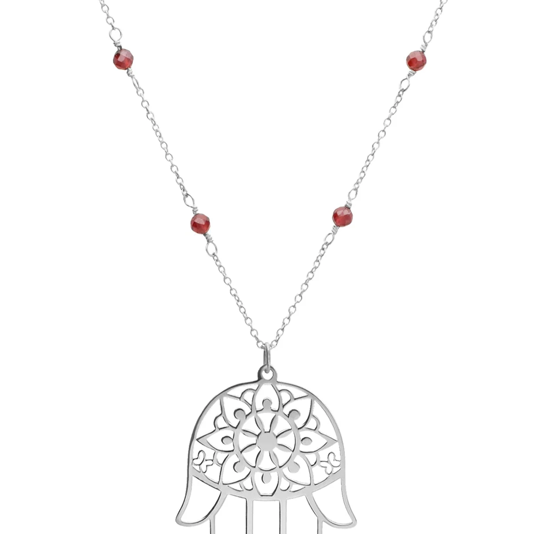 Dije Mujer Plata 925 Zen Mano Granate