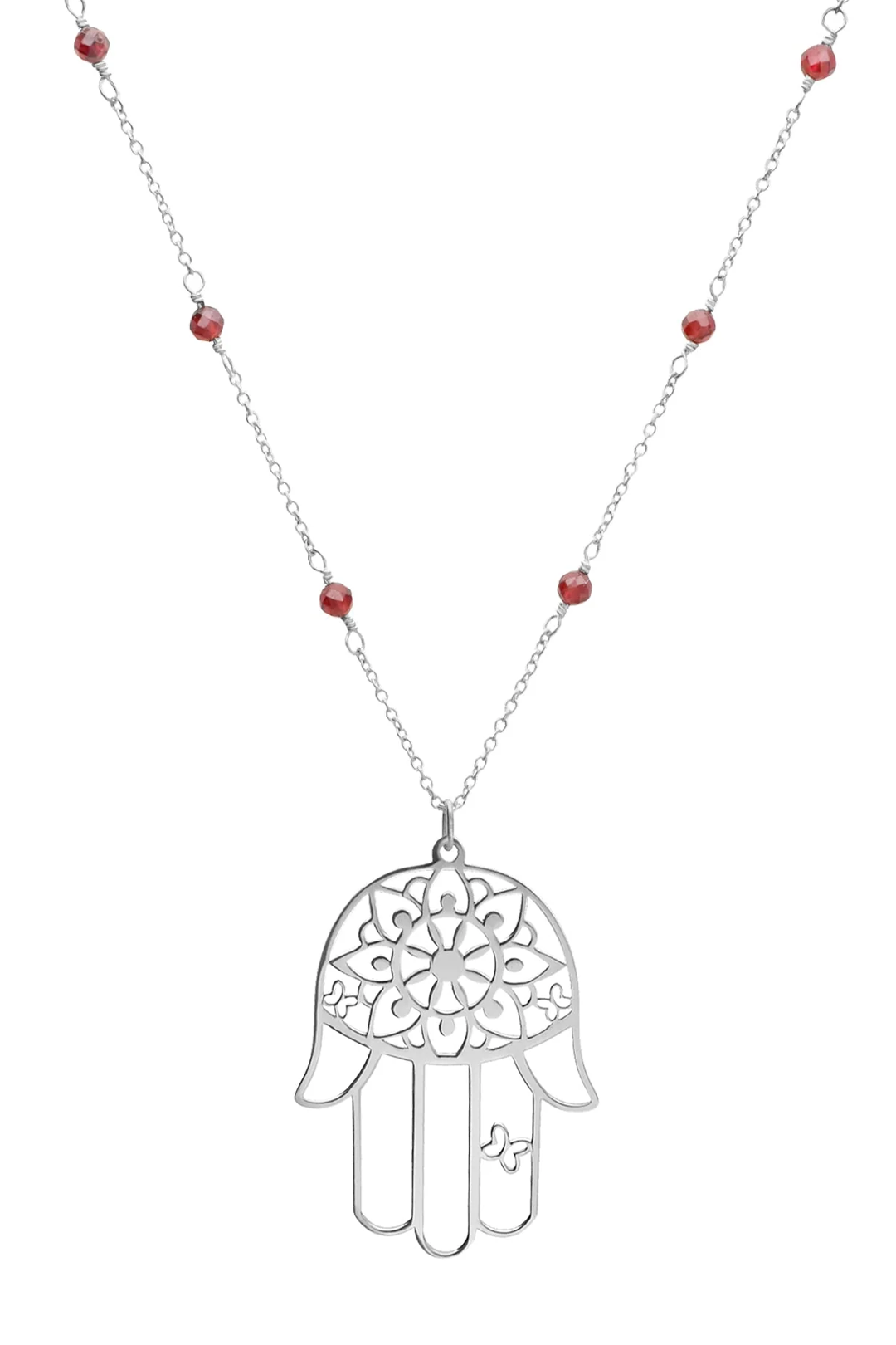 Dije Mujer Plata 925 Zen Mano Granate