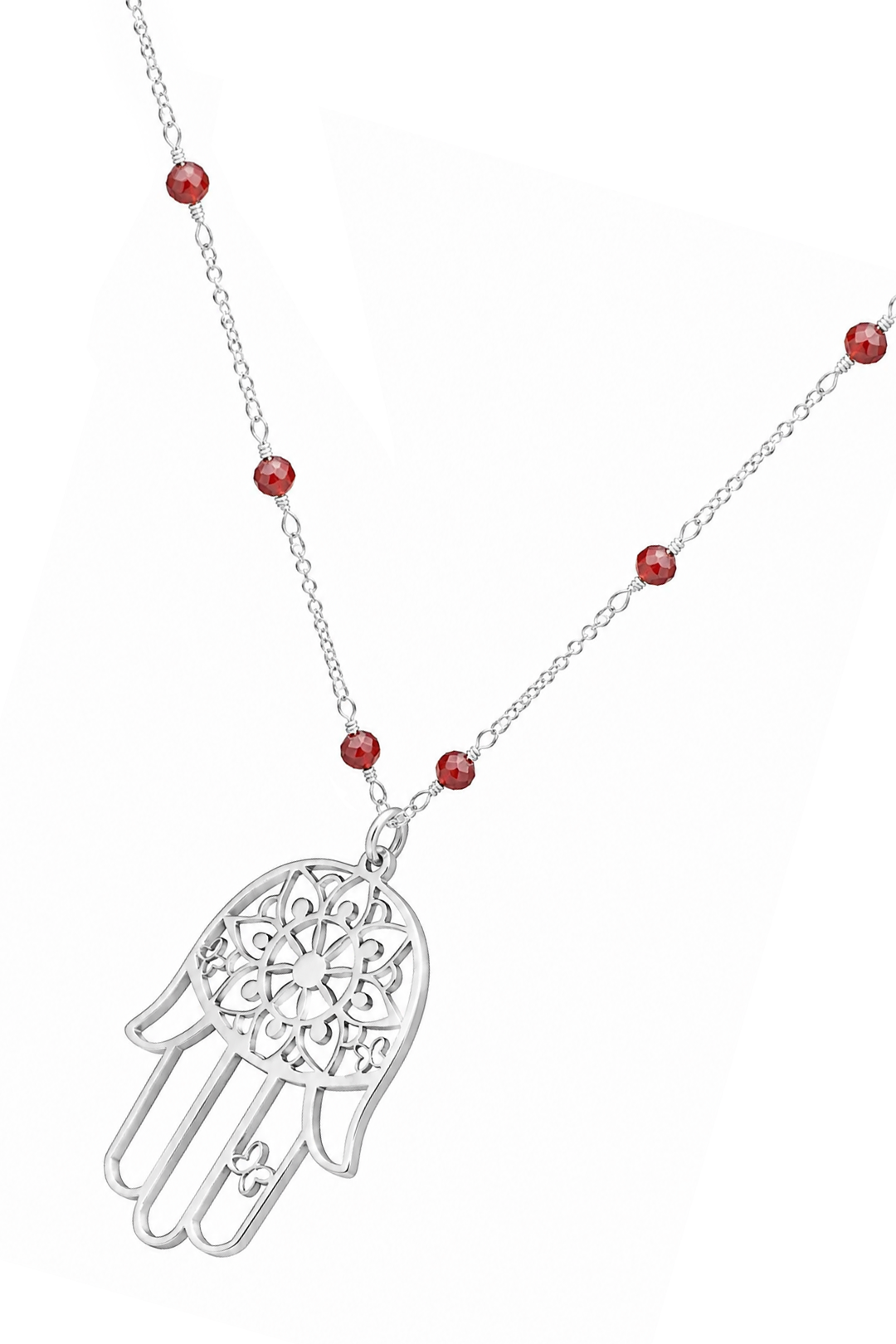 Dije Mujer Plata 925 Zen Mano Granate