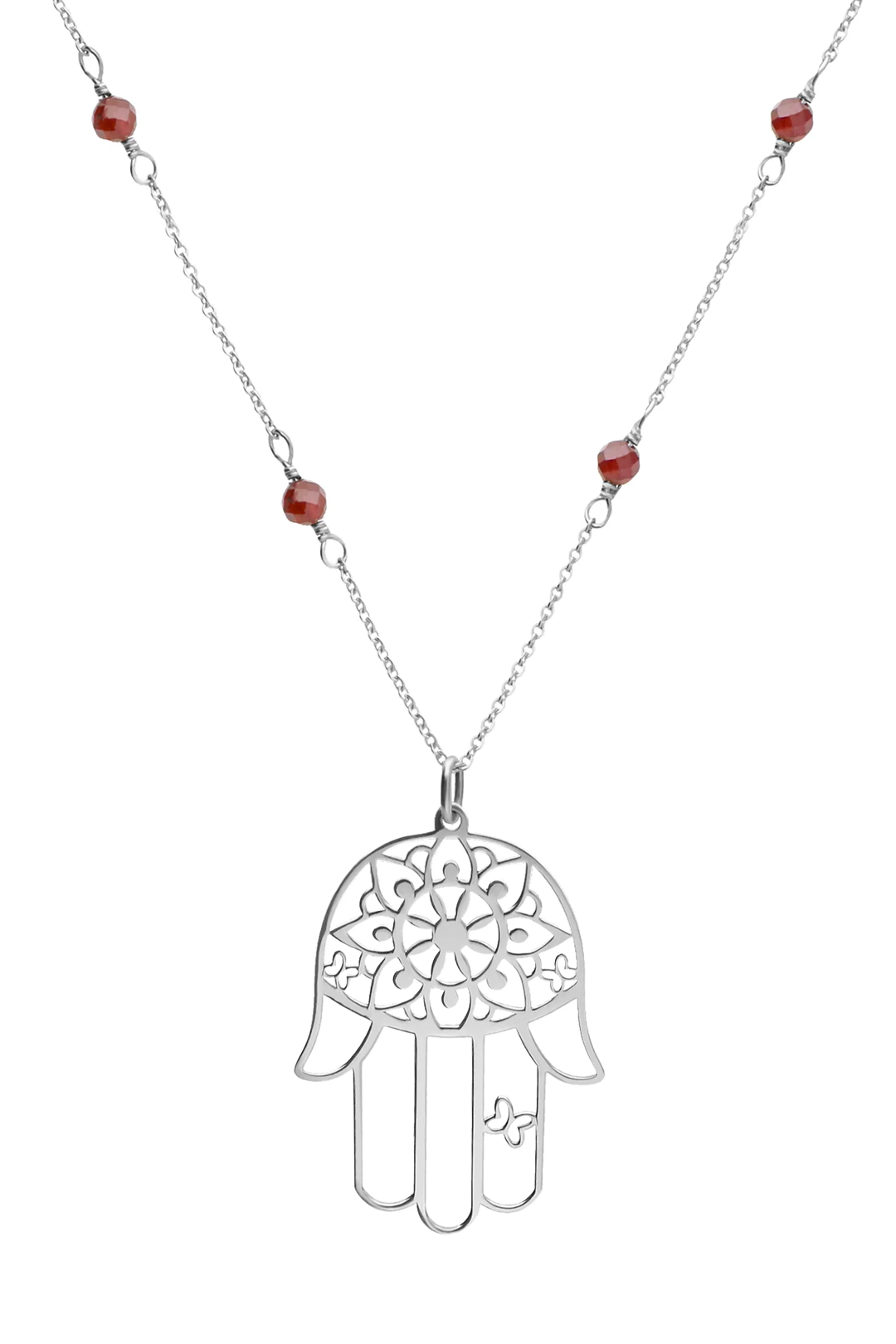 Dije Plata 925 Zen Mano Grande Con Piedra Granate