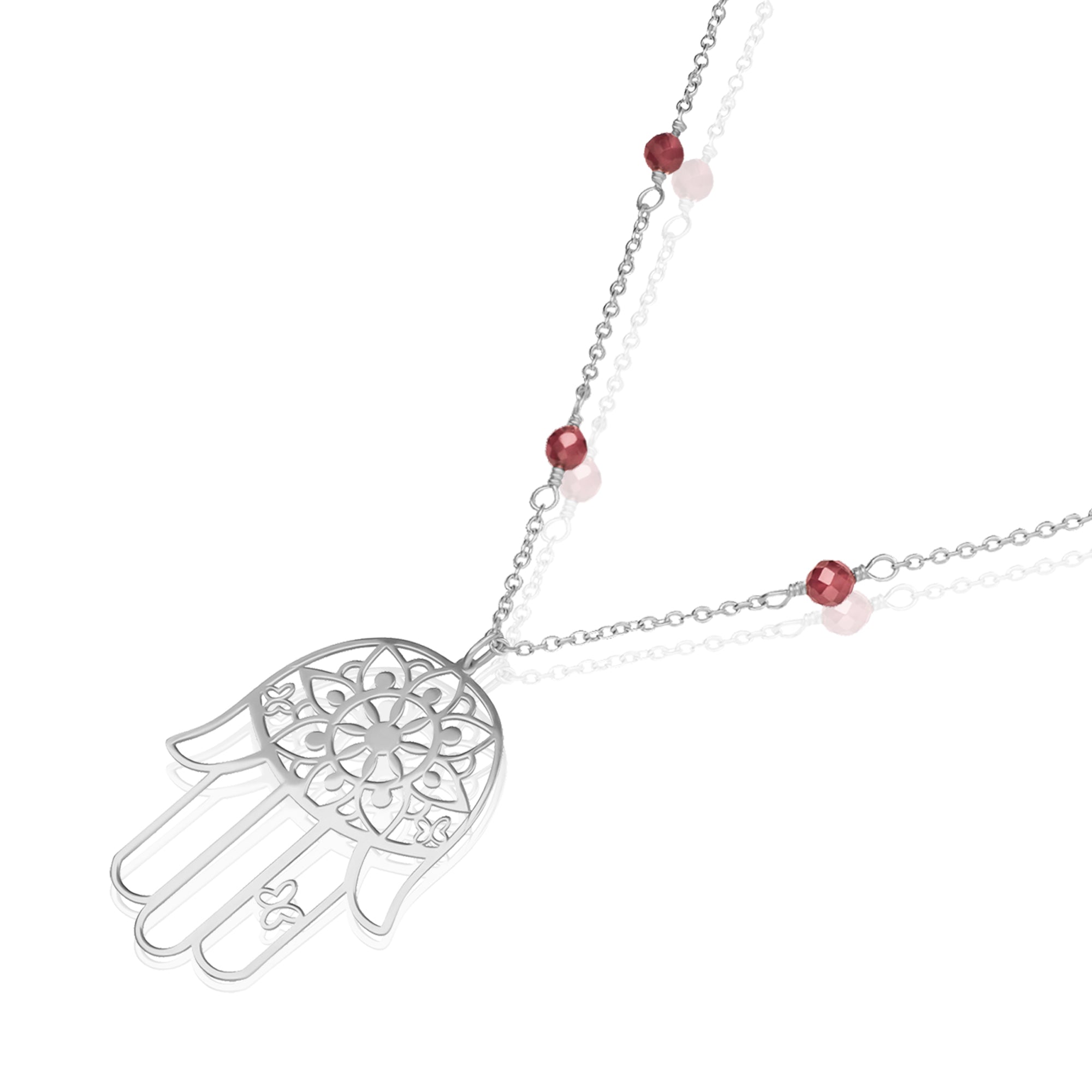 Dije Plata 925 Zen Mano Grande Con Piedra Granate