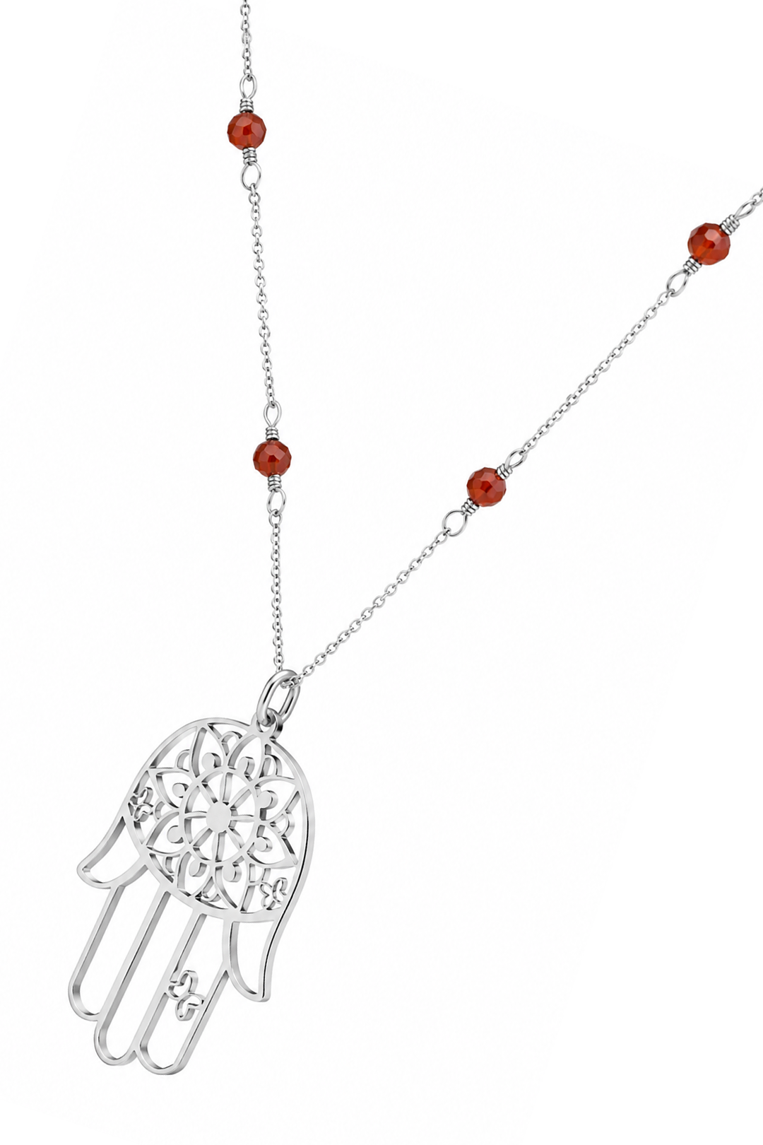 Dije Plata 925 Zen Mano Grande Con Piedra Granate