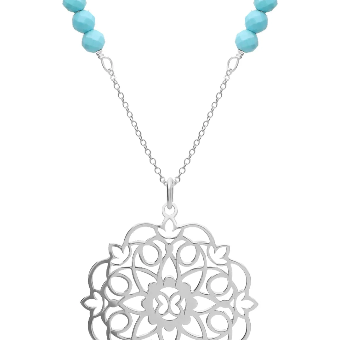 Dije Mujer Plata 925 Zen Mandala Turquesa