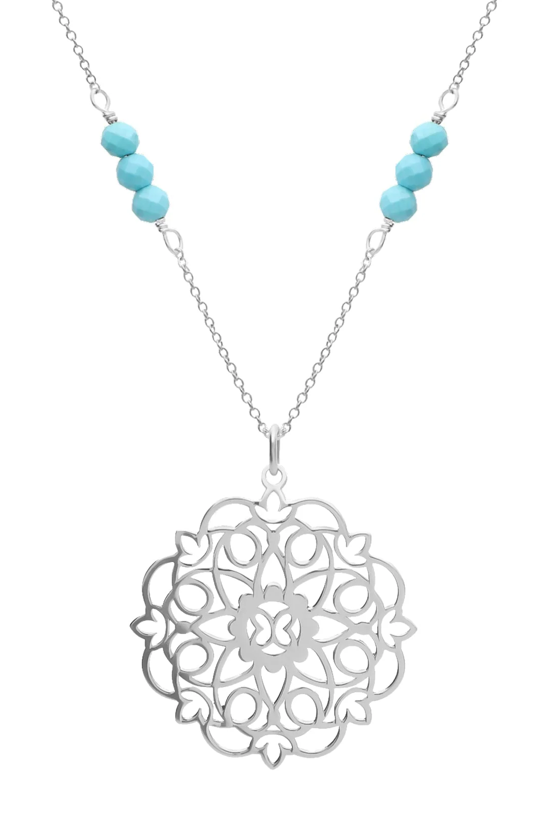 Dije Mujer Plata 925 Zen Mandala Turquesa