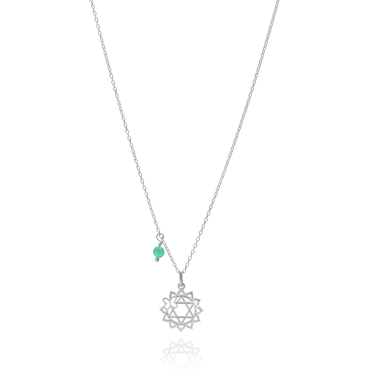 Dije Mujer Plata 925 Chakras Corazon Agata Verde