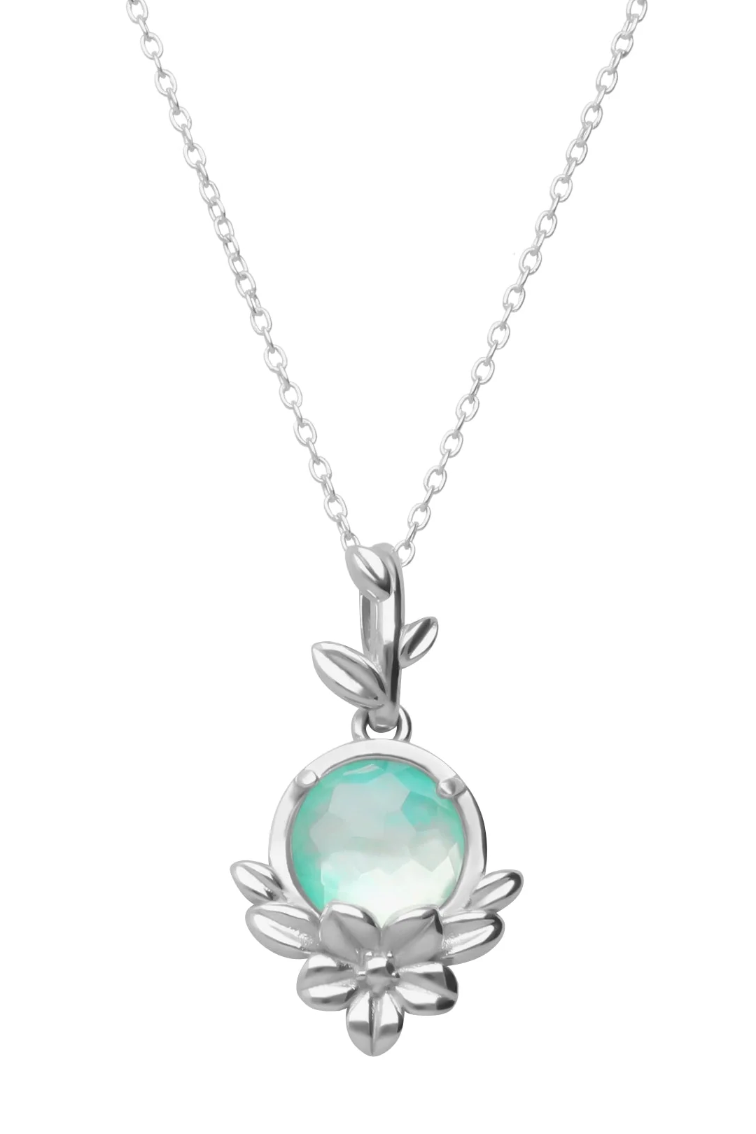 Dije Mujer Plata 925 Mensaje Amor Flor Hojas Madreperla Verde