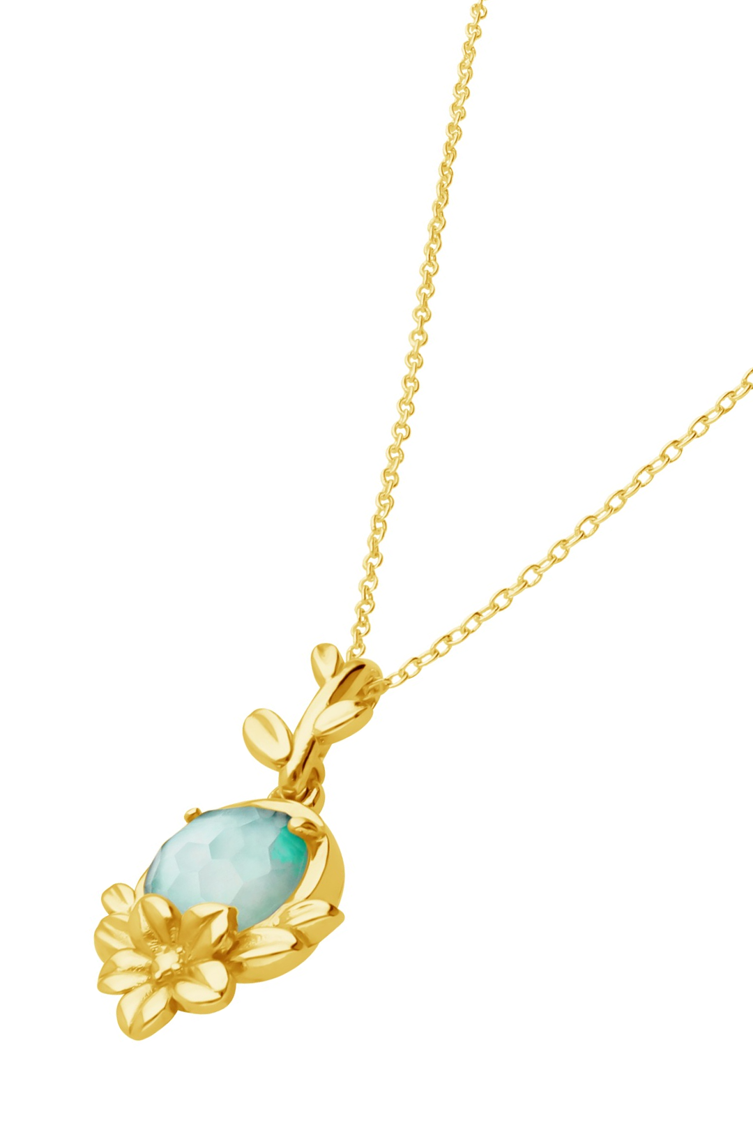 Dije Mujer Plata 925 Mensaje Amor Flor Hojas Madreperla Verde Baño de Oro