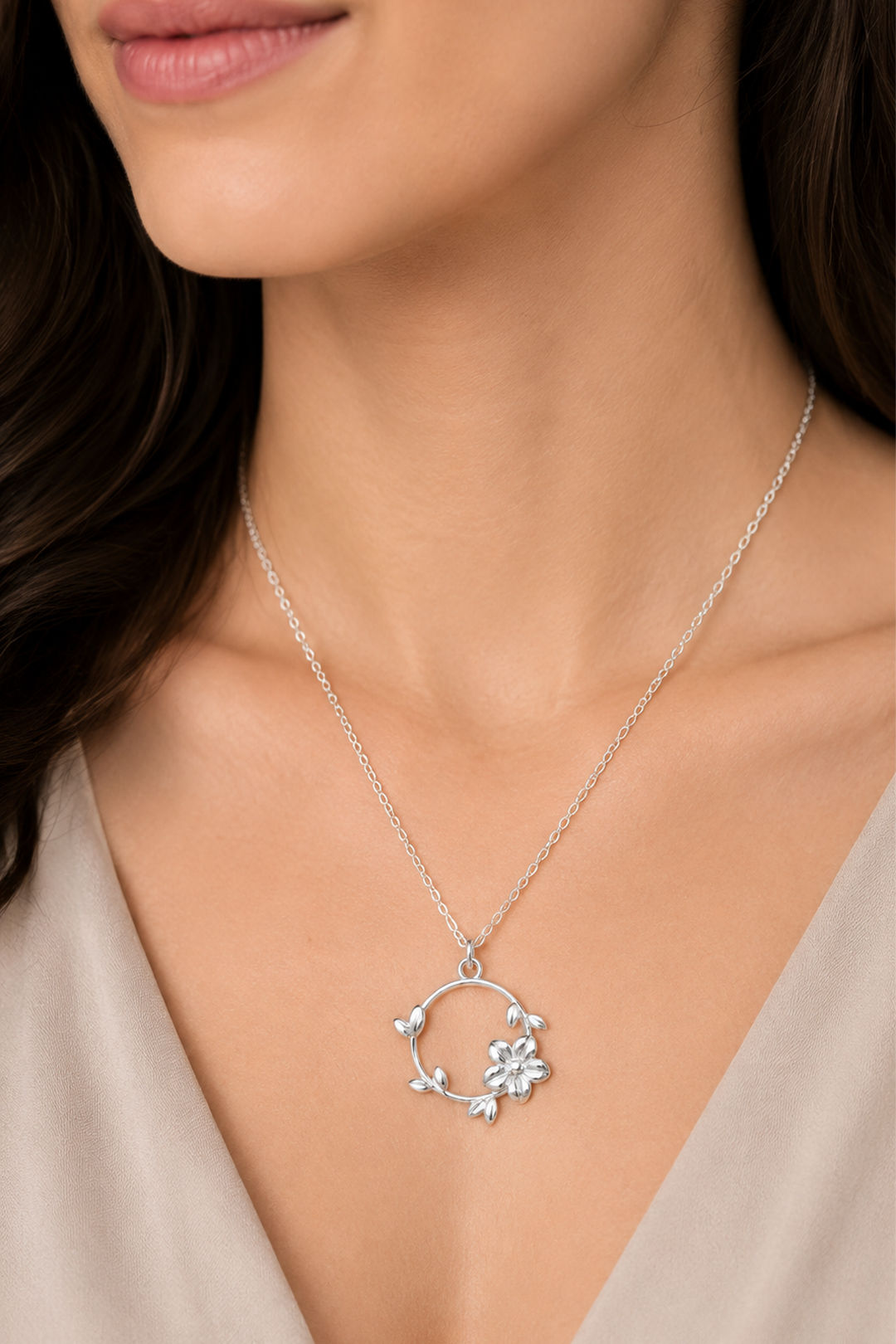Dije Mujer Plata 925 Mensaje Amor Aro Flor Hojas