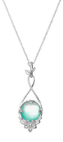 Dije Mujer Plata 925 Mensaje Amor Flor Hojas Madreperla Verde Grande