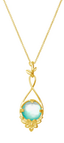 Dije Mujer Plata 925 Mensaje Amor Flor Hojas Madreperla Verde Grande Baño de Oro