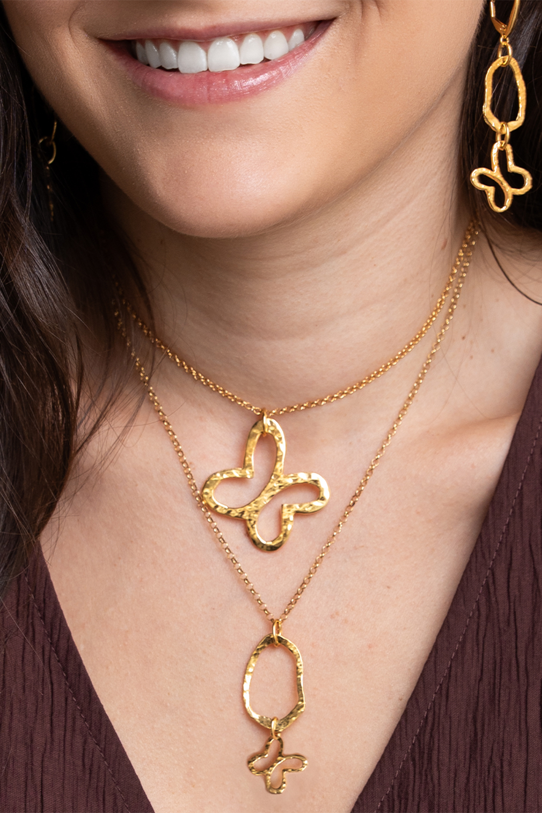 Dije Mujer Plata 925 Liberty Mariposa Grande Dorado