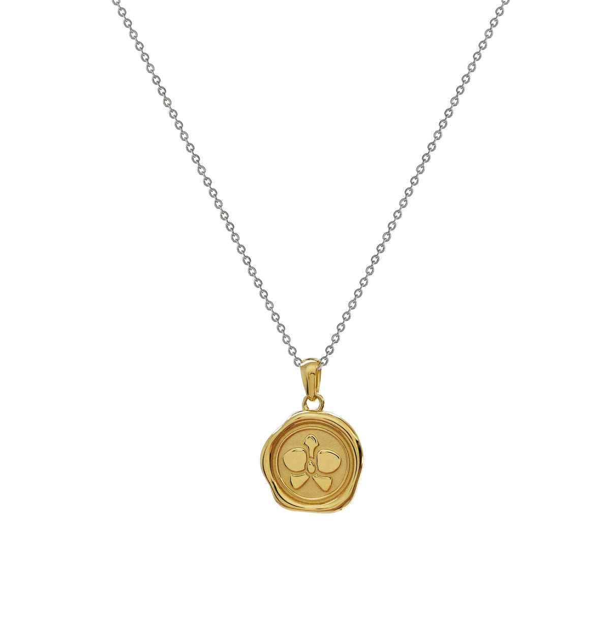 Dije Mujer Plata 925 Sellos Orquidea Dorado Cadena Plata