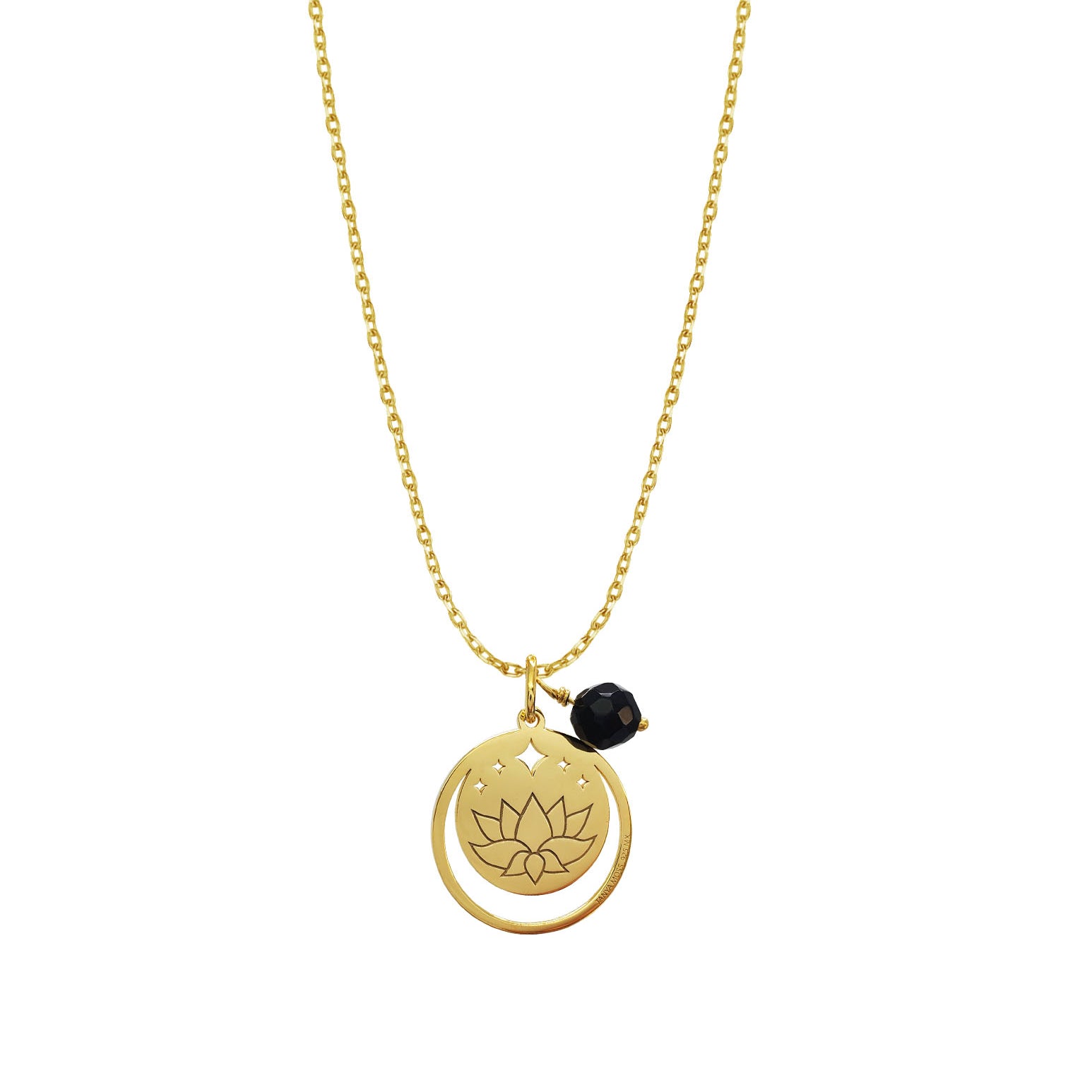 Dije Mujer Plata 925 Magia Luna Loto Agata Negra Dorado - Tanya Moss