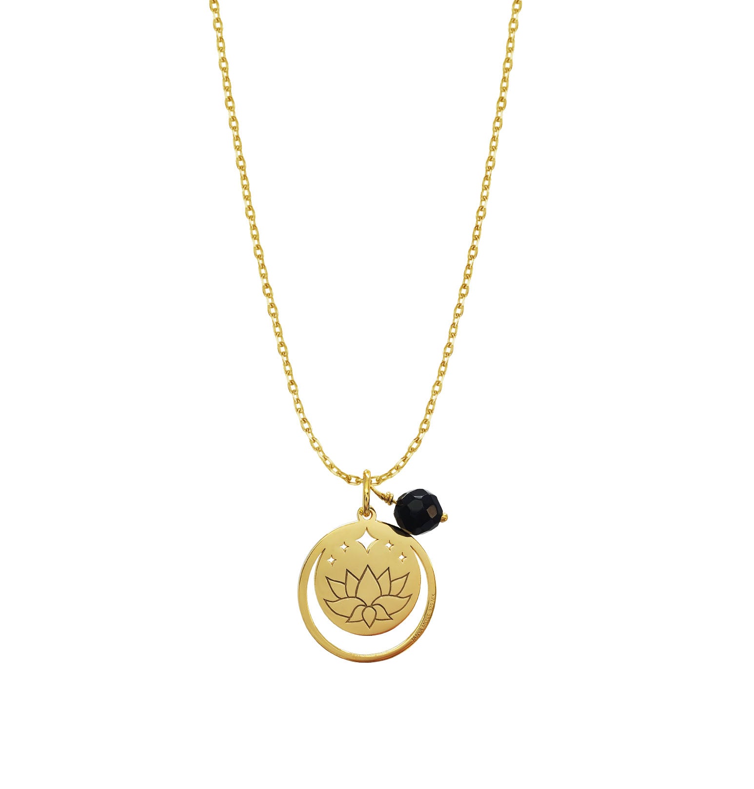 Dije Mujer Plata 925 Magia Luna Loto Agata Negra Dorado - Tanya Moss