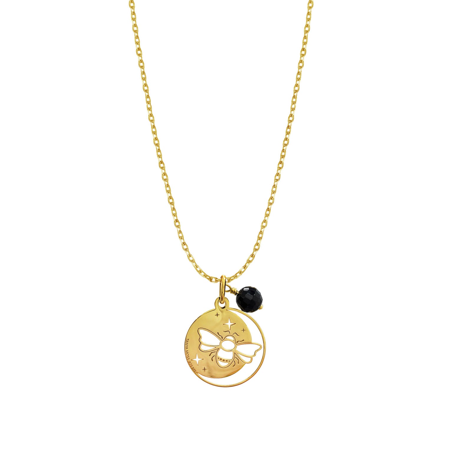 Dije Mujer Plata 925 Magia Luna Prosperidad Agata Negra Dorado - Tanya Moss