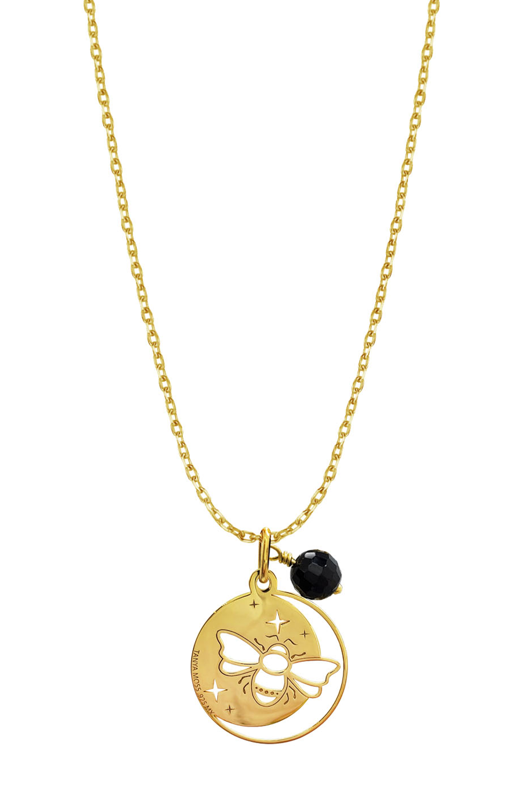 Dije Mujer Plata 925 Magia Luna Prosperidad Agata Negra Dorado