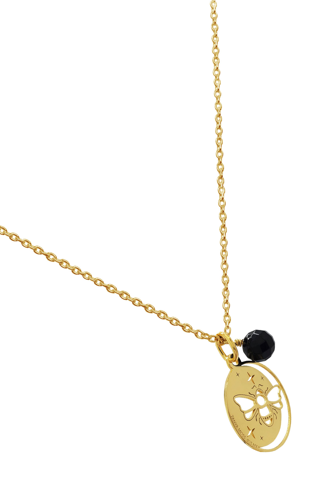 Dije Mujer Plata 925 Magia Luna Prosperidad Agata Negra Baño de Oro