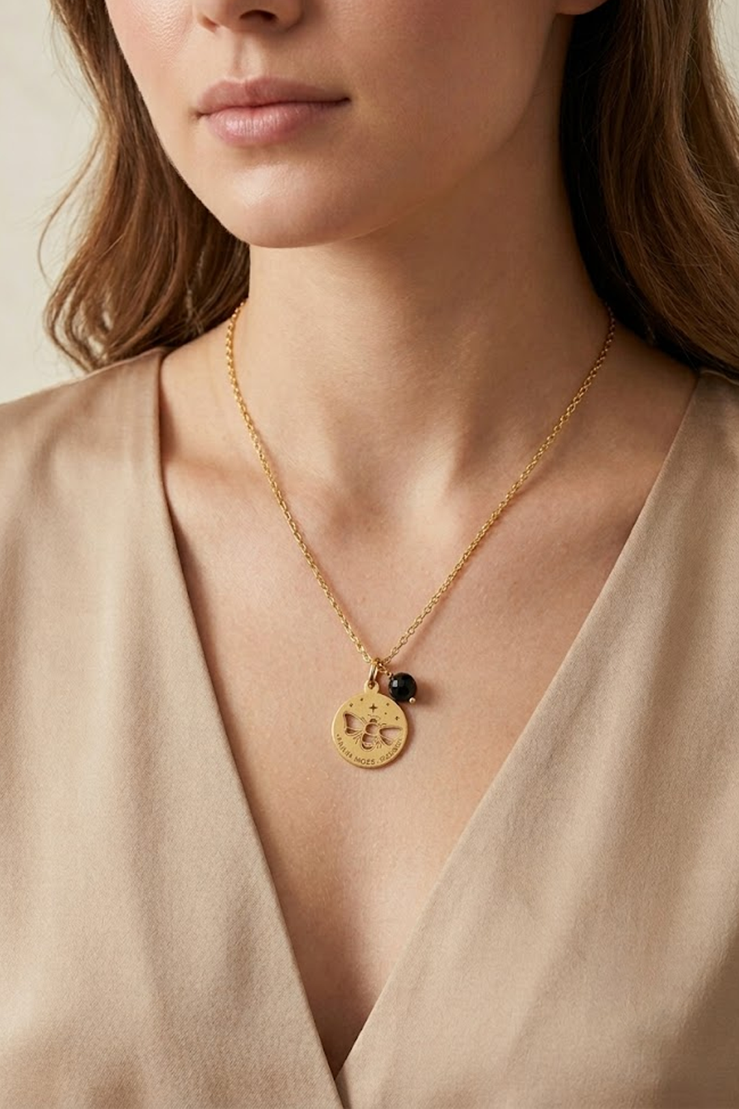 Dije Mujer Plata 925 Magia Luna Prosperidad Agata Negra Dorado