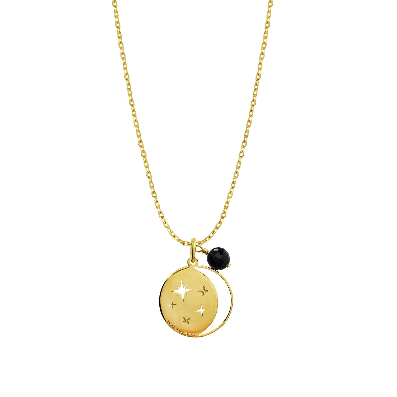 Dije Mujer Plata 925 Magia Luna Cosmos Agata Negra Dorado - Tanya Moss