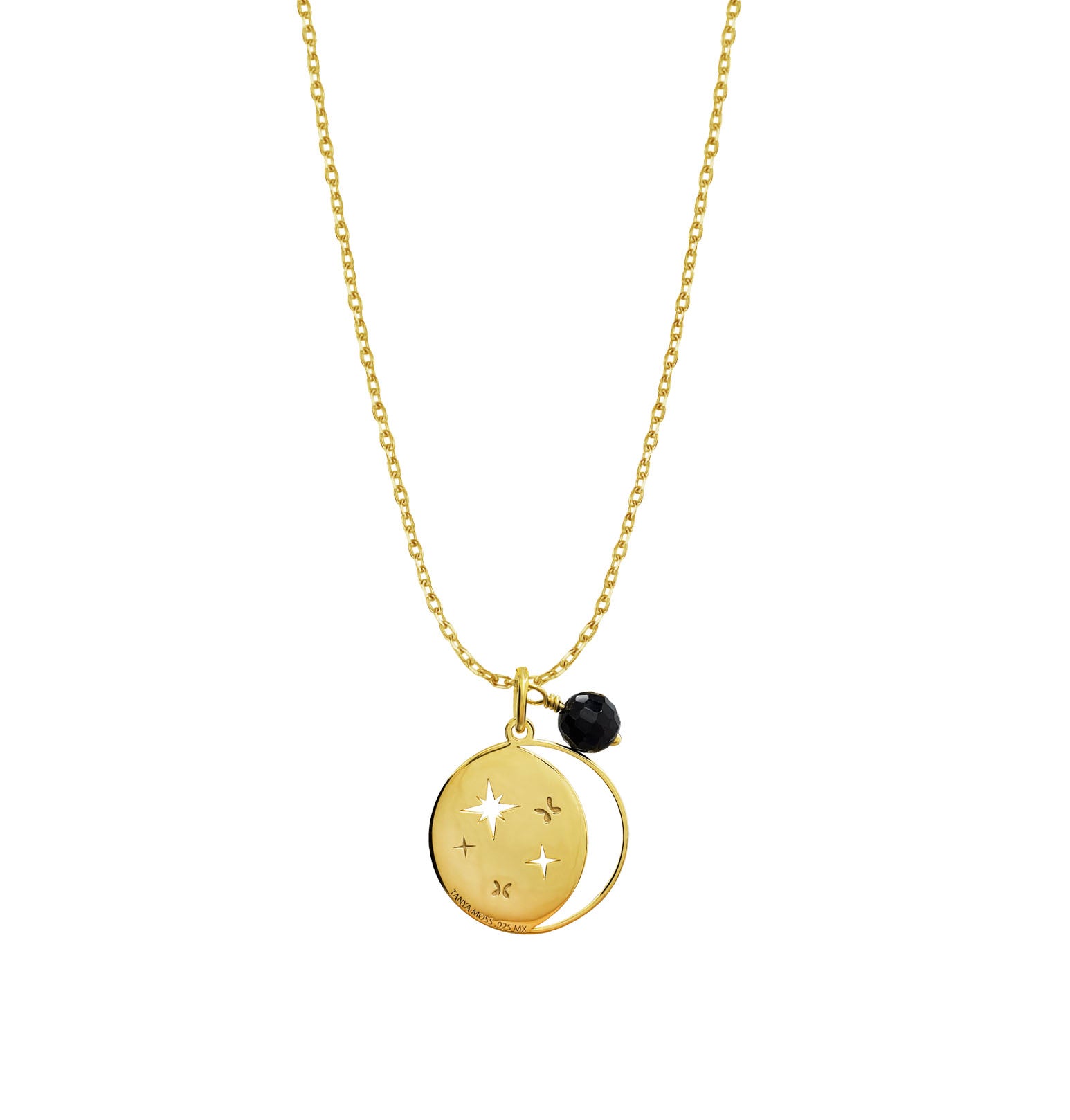 Dije Mujer Plata 925 Magia Luna Cosmos Agata Negra Dorado - Tanya Moss
