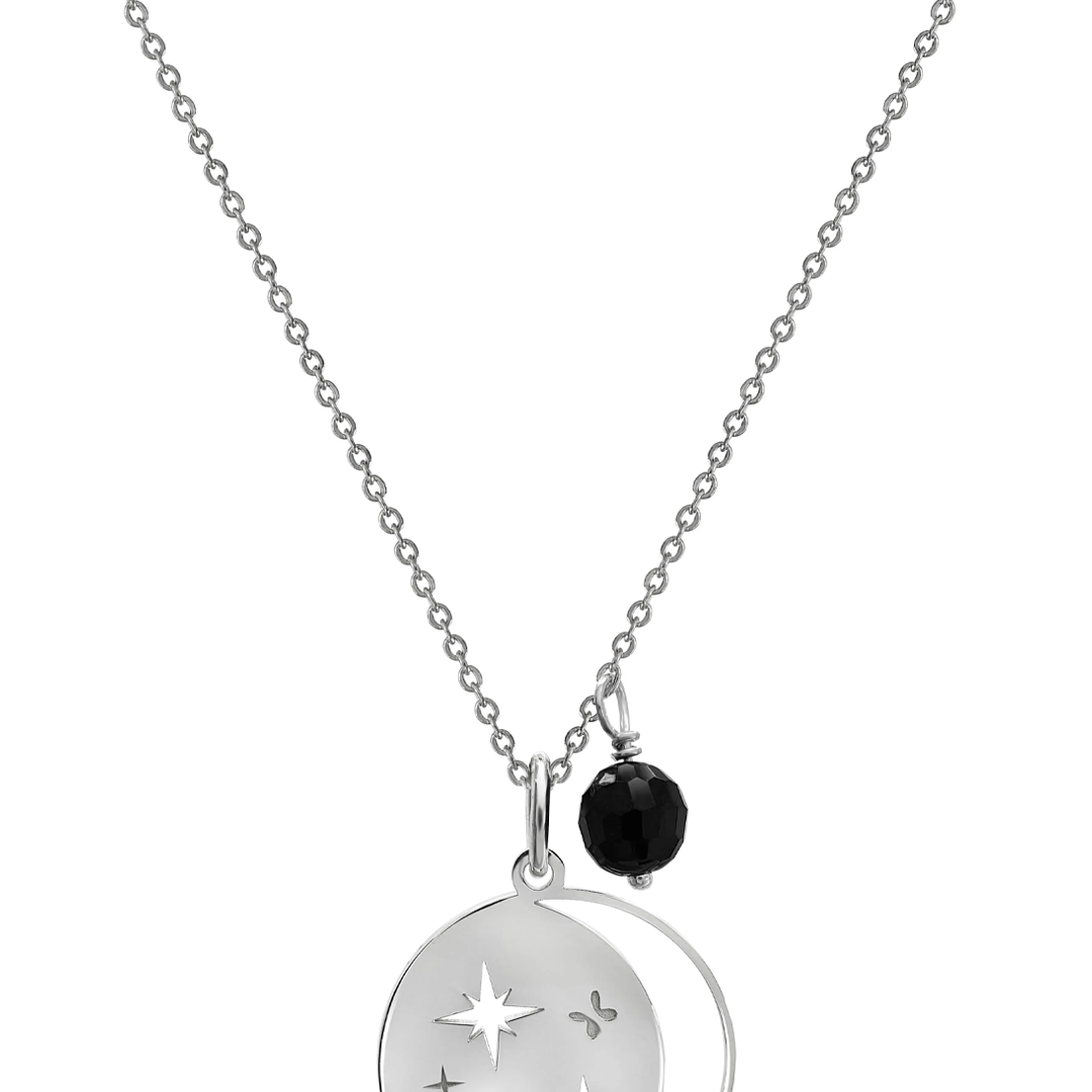 Dije Mujer Plata 925 Magia Luna Cosmos Agata Negra