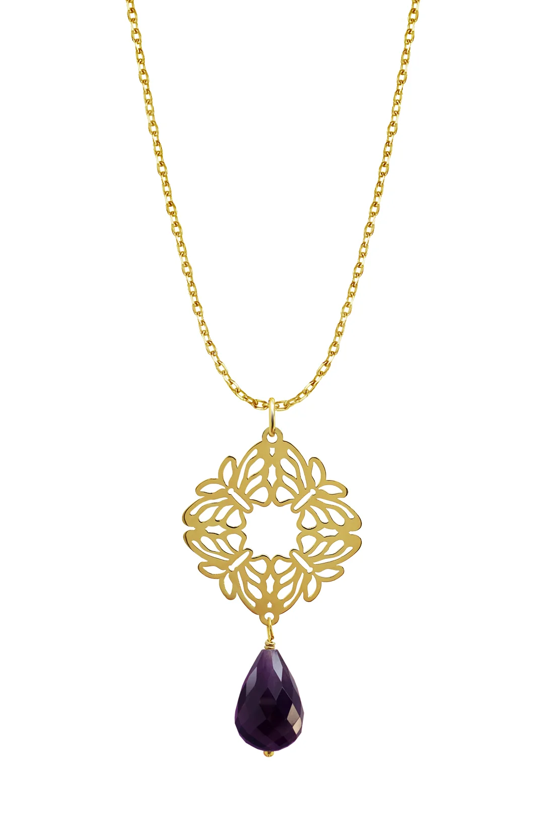 Dije Mujer Plata 925 Encanto 4 Mariposas Amatista Dorado
