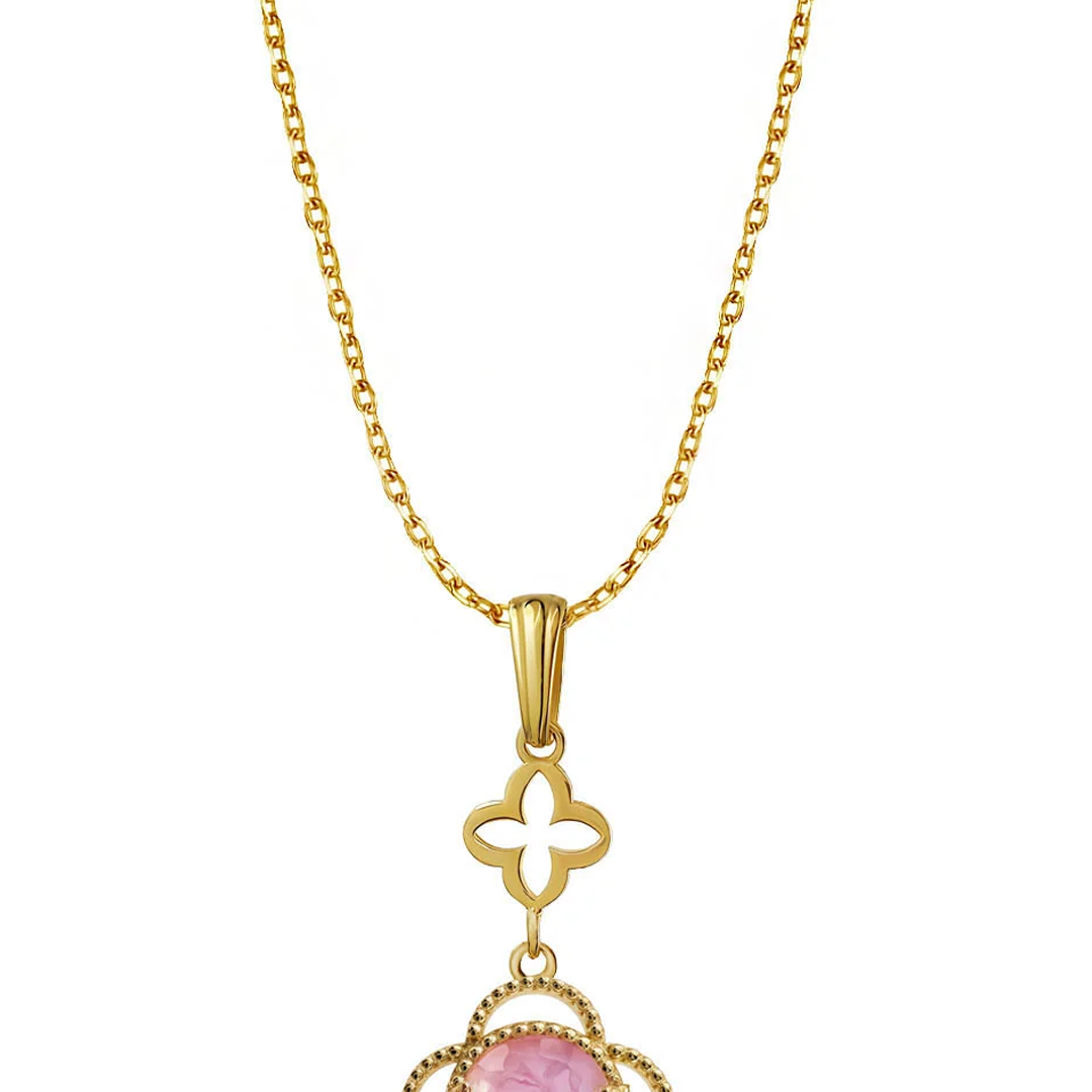Dije Mujer Plata 925 Rosé Mariposa Mop Cuarzo Baño de Oro
