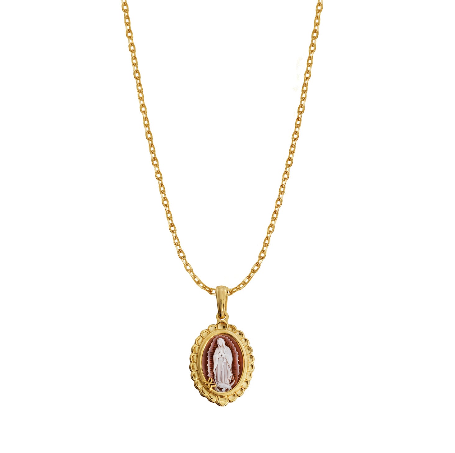 Dije Mujer Plata 925 Camafeo Virgen Guadalupe Rojo Dorado Chico - Tanya Moss