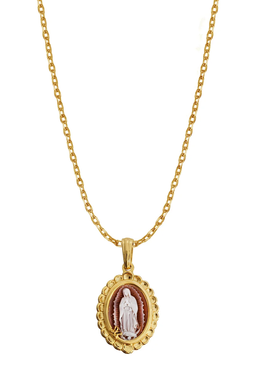 Dije Mujer Plata 925 Camafeo Virgen Guadalupe Rojo Dorado Chico
