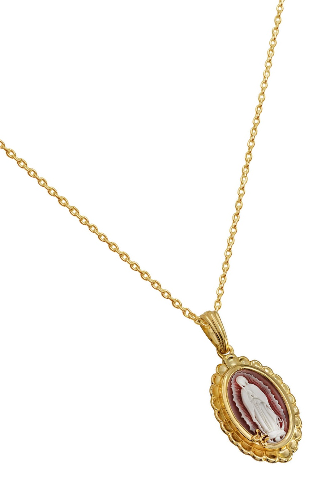 Dije Mujer Plata 925 Camafeo Virgen Guadalupe Rojo Baño de Oro Chico