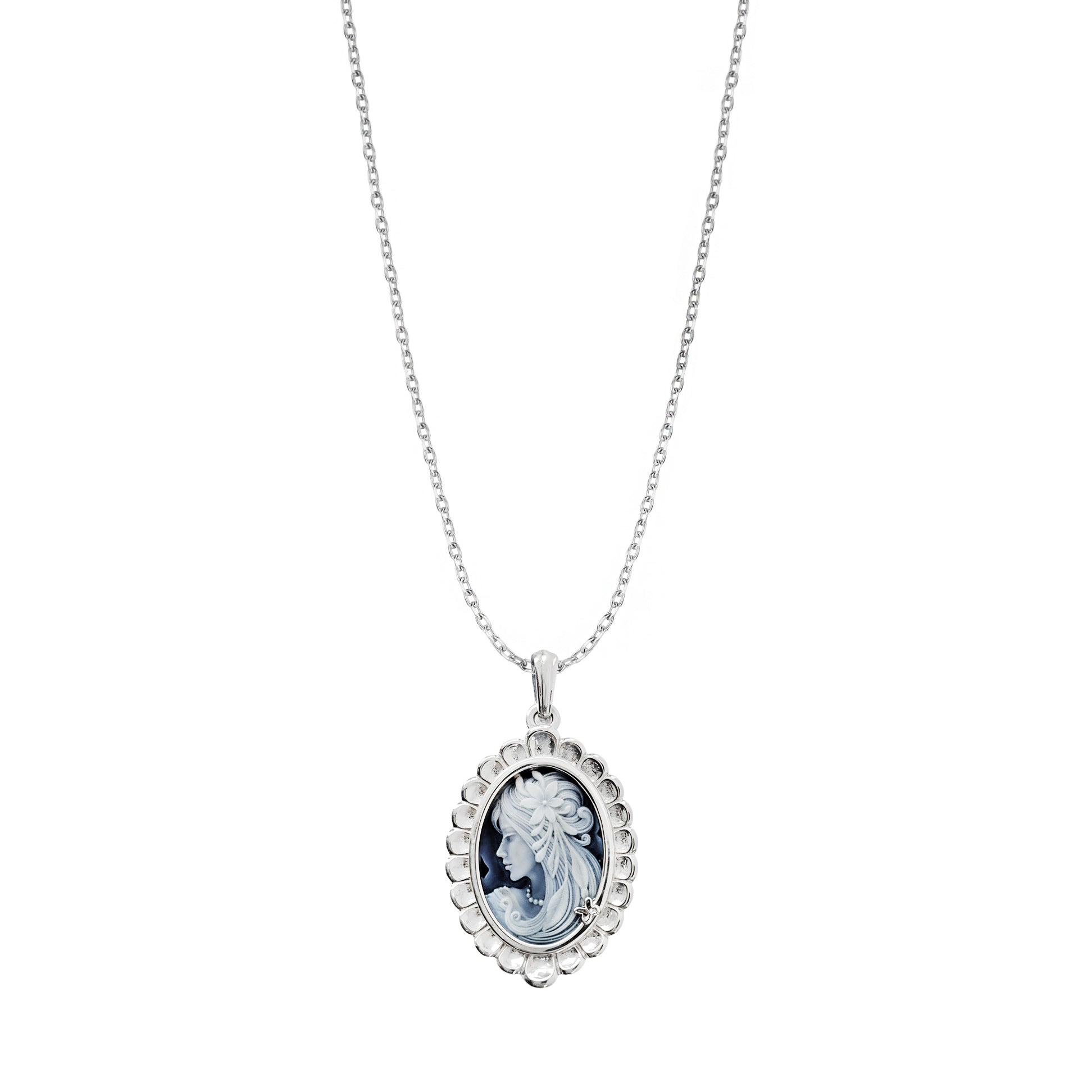 Dije Plata 925 Camafeo Mujer Azul Grande - Tanya Moss