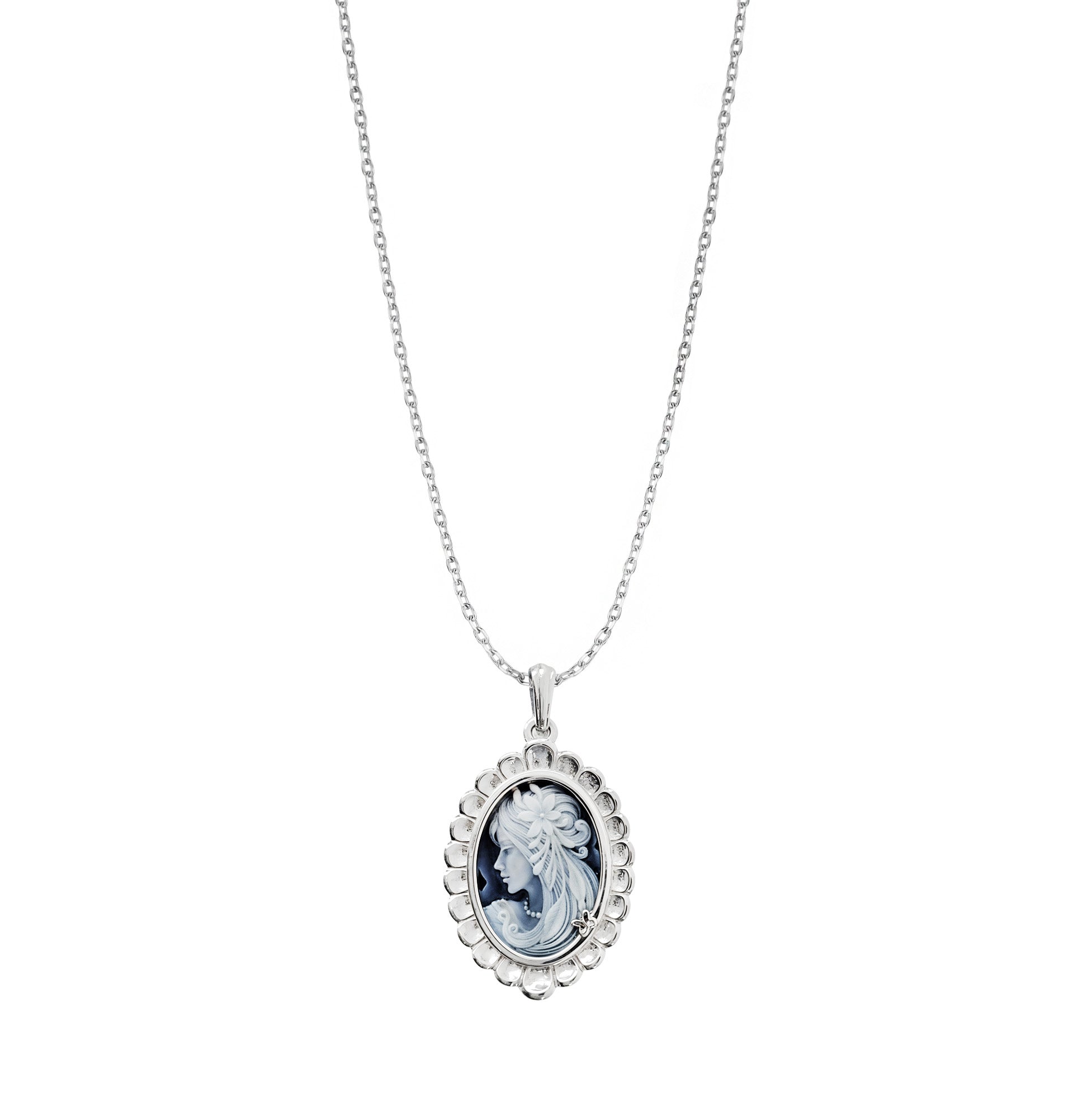 Dije Plata 925 Camafeo Mujer Azul Grande - Tanya Moss