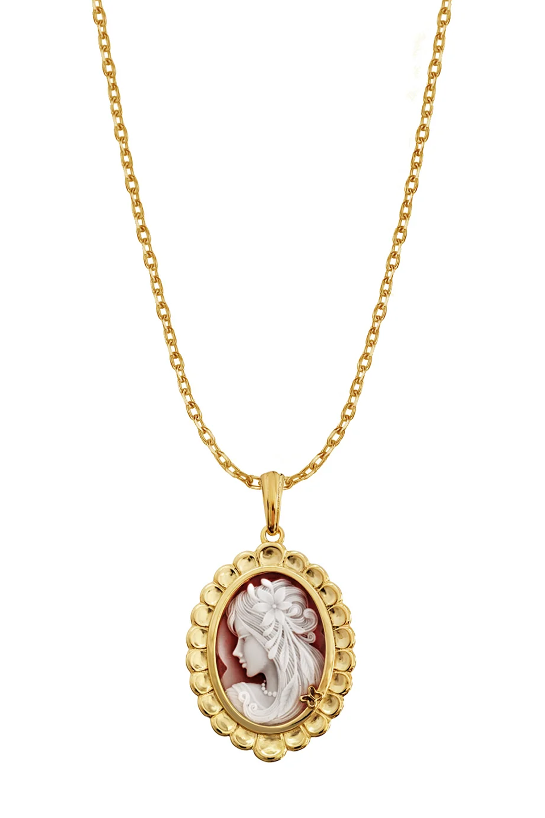 Dije Plata 925 Camafeo Mujer Rojo Dorado Grande