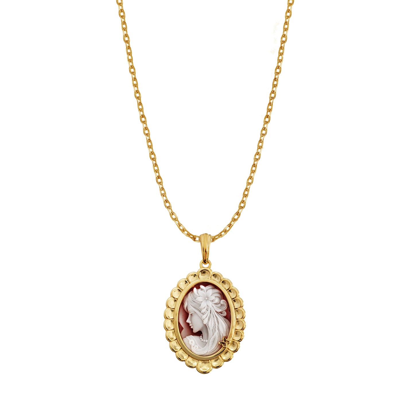 Dije Plata 925 Camafeo Mujer Rojo Dorado Grande - Tanya Moss