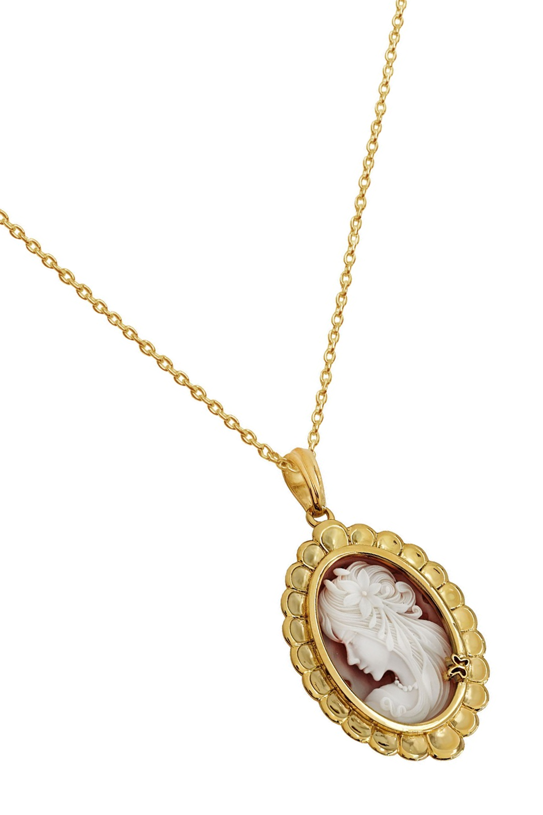 Dije Plata 925 Camafeo Mujer Rojo Baño de Oro Grande