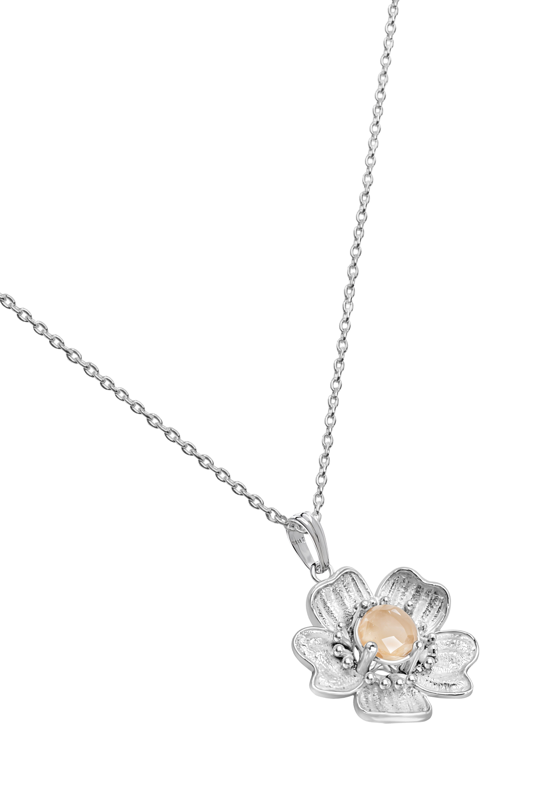 Dije Flor Pequeña Florecer con Topacio Champange