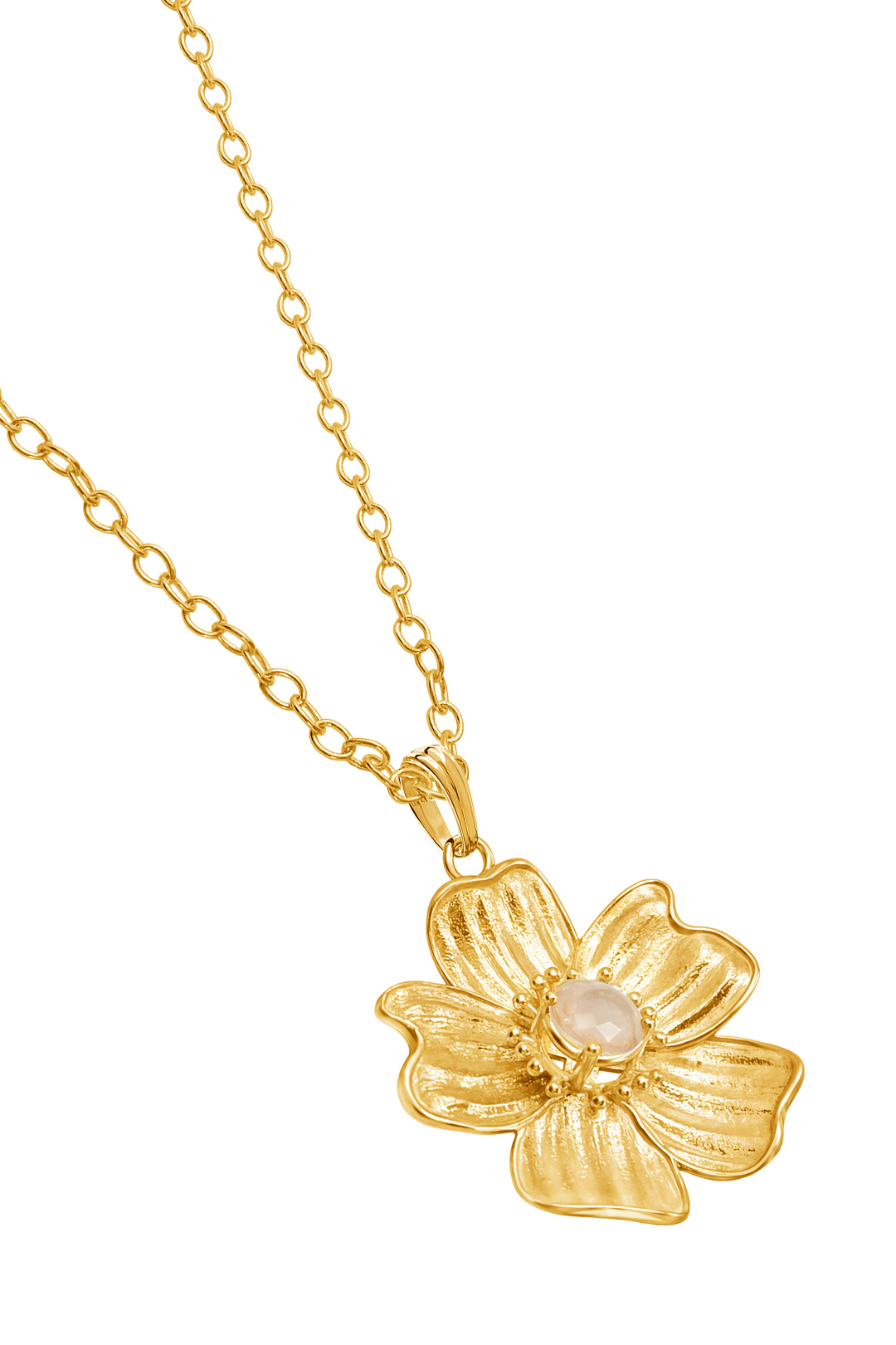 Dije Flor Grande Florecer con Baño de Oro y Topacio Champange - Tanya Moss