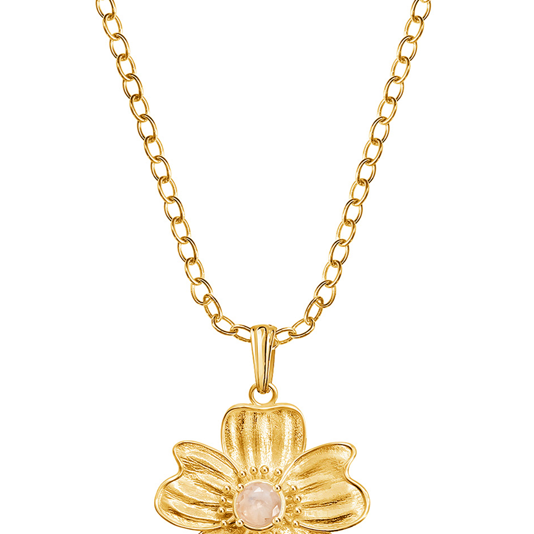 Dije Flor Grande Florecer con Baño de Oro y Topacio Champange - Tanya Moss