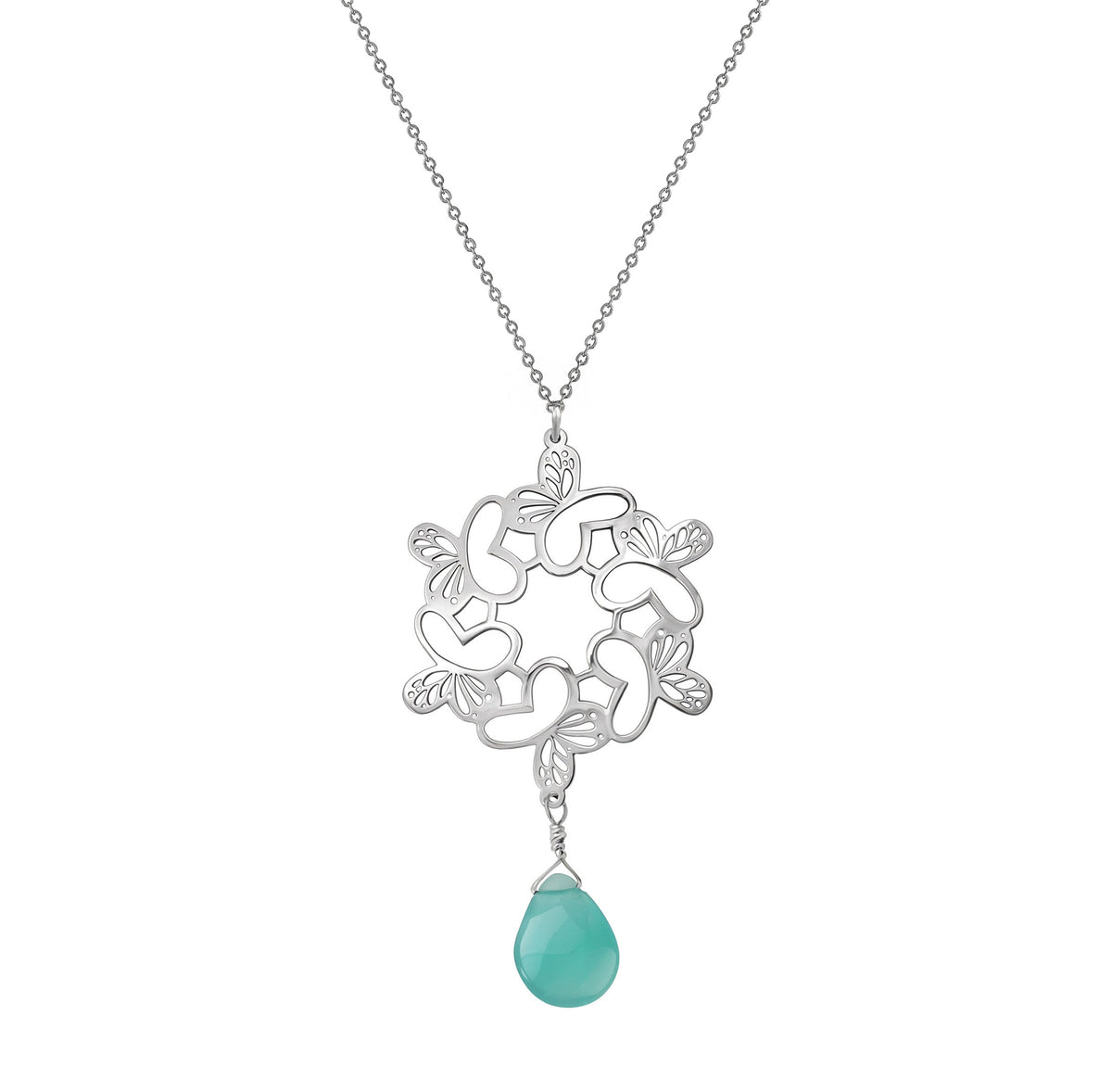 Dije Círculo Monarca Plata Con Calcedonia