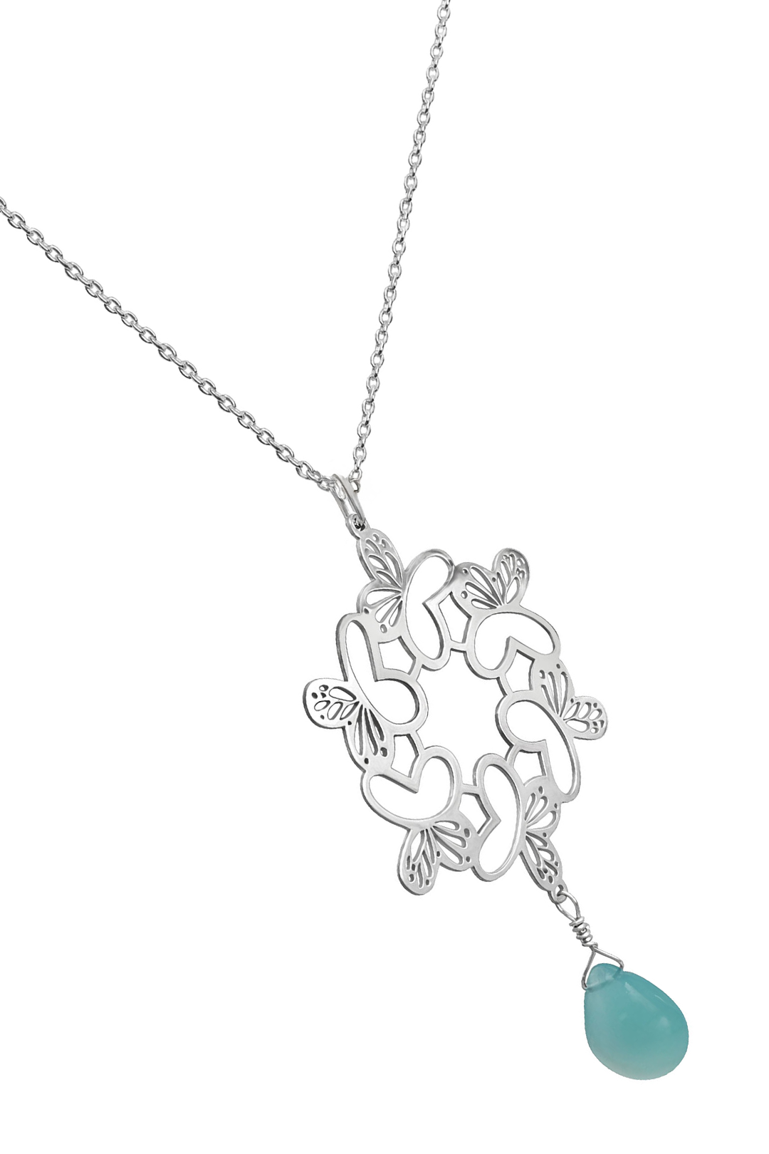 Dije Círculo Monarca Plata Con Calcedonia