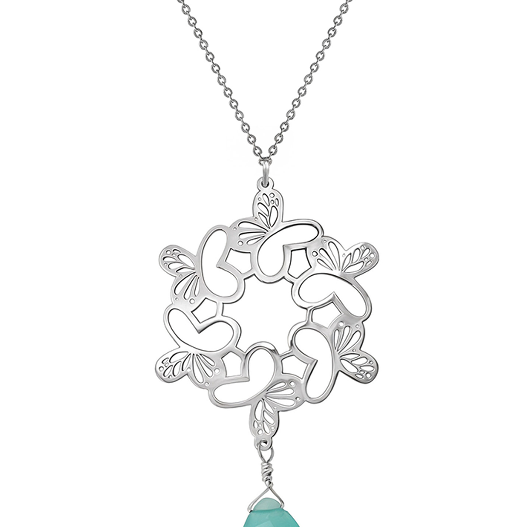 Dije Círculo Monarca Plata Con Calcedonia