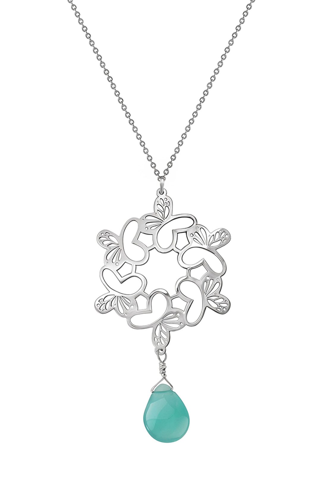 Dije Círculo Monarca Plata Con Calcedonia
